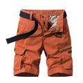 Summer Casual Loose Fit Cotton Cargo Shorts Men Solid Vintage Washed Pockets Cargo Shorts Orange 28