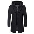 Mens Wool Trench Coat Winter Elegant Removable Hood Peacoat Thick Business Slim Fit Overcoat