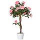 Outsunny 90cm/3FT Artificial Rose Tree, Fake Decorative Plant with Pot, Indoor Outdoor Faux Decoration Home Office Décor, Pink