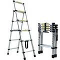 4+5 Step Ladder 2 Ways Combination Ladder Aluminum A-Frame Stepladder Extension Telescopic Ladder Lightweight 150KG Capacity for Home Kitchen Office Household Multipurpose Ladder