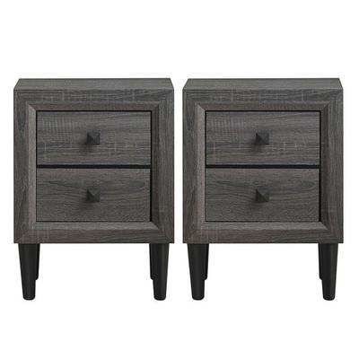 Costway 2PCS Nightstand W/2 Drawer Multipurpose