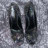 Gucci Shoes | Gucci Python Open Toe Pumps | Color: Black/Silver | Size: 8