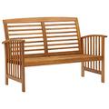 vidaXL Solid Acacia Wood Garden Bench Furniture Wooden Outdoor Seating Patio Terrace Seat Curved Backrest Armrest Slatted Bench 119cm