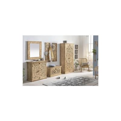 SIT Möbel Garderoben-Schrank | 2 Türen, 3 Böden innen, 1 Kleiderstange | Mango-Holz natur | B 90 x T 45 x H 185 cm | 137