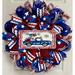 The Holiday Aisle® Patriotic Cruising America 24" Deco Mesh Wreath Burlap/Deco Mesh in Blue/Red/White | 24 H x 24 W x 6 D in | Wayfair