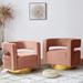 Barrel Chair - Willa Arlo™ Interiors Aysha 74.93Cm Wide Swivel Barrel Chair Wood/Velvet/Fabric in Pink | 26.8 H x 29.5 W x 26 D in | Wayfair