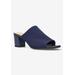 Wide Width Women's Carmella Mules by Easy Street in Navy Stretch Fabric (Size 10 W)