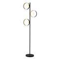 Searchlight Orbital 3 Light Matt Black and Gold Leaf Floor Light with Opal Glass