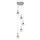 Searchlight Wave Teardrop 5 Light Led Mu Lighti Drop Pendant, Crushed Ice Effect Shade, Chrome