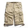 wkd-thvb Men Summer Cargo Shorts Men Short Pants Camouflage Military Pockets Cargo Shorts Men Khaki 34