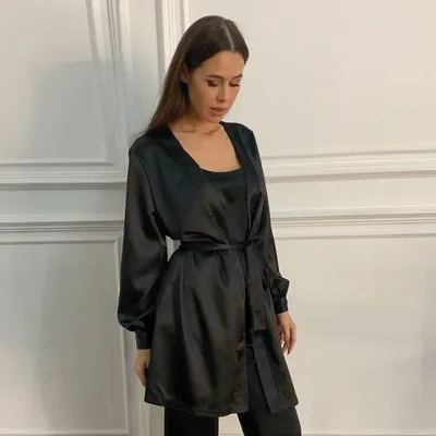 HILOC-Robe en Satin à Manches sulfpour Femme Vêtement de Nuit Sexy Couleur Bordeaux Noir Blanc