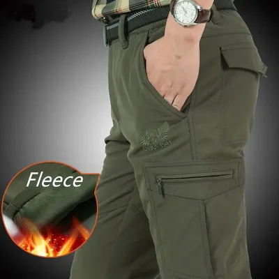 Pantalon Cargo molletonné épais pour homme coupe-vent chaud et imperméable style militaire 4xl