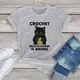 FLC 100 coton t-shirt pour femmes drôle chat noir graphique femme vêtements été Crochet parce que le