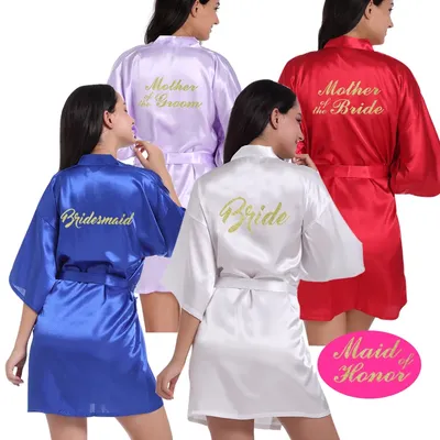 Robes Kimono Imprimées à Paillettes Dorées pour Femme Demoiselle d'Honneur Enterrement de Vie de