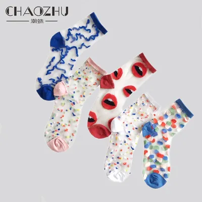 CHAOZHU-Chaussettes pour jeunes filles 5 paires à la mode mignonnes et amusantes colorées