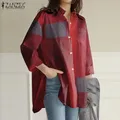 ZANZEA-Chemisier à Manches sulfpour Femme Kaftan Décontracté avec Poches Chemise de Travail à