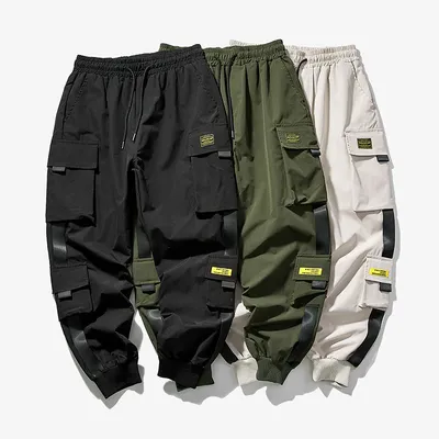 Pantalon cargo pour homme jogging sarouel noir poches multiples Hip Hop streetwear mode