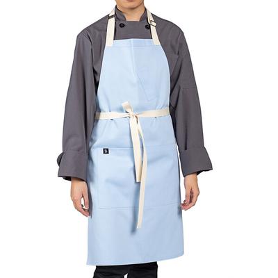 Uncommon Chef 3127 Sky Blue Customizable Poly-Cotton Avalanche Bib Apron with Natural Webbing and 3 Pockets - 34" x 23"