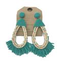 Anthropologie Jewelry | Anthropologie Larsa Beaded Tassel Drop Earrings | Color: Blue/Tan | Size: Os