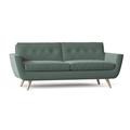 Poshbin Callie 85" Wide Square Arm Sofa w/ Reversible Cushions in Blue/Brown | 36 H x 85 W x 37 D in | Wayfair 1001-KLELAG-NAT-60 inches