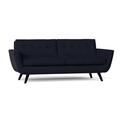 Poshbin Callie 85" Wide Square Arm Sofa w/ Reversible Cushions in Blue/Black | 36 H x 85 W x 37 D in | Wayfair 1001-VELBLU-BLK-60 inches