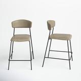 AllModern Chelsea Bar & Counter Stool Upholstered/Leather/Metal/Faux leather in Gray/Brown | 38 H x 22 W x 24 D in | Wayfair