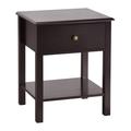 Costway Nightstand End Table with Drawer and Shelf-Brown