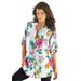 Plus Size Women's English Floral Big Shirt by Roaman's in White Hibiscus Floral (Size 34 W) Button Down Tunic Shirt Blouse