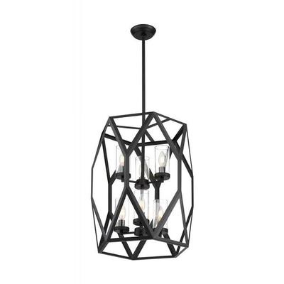 Nuvo Lighting 67388 - 6 Light 120 volt Black Pendant (ZEMI 6 LIGHT FOYER PENDANT)