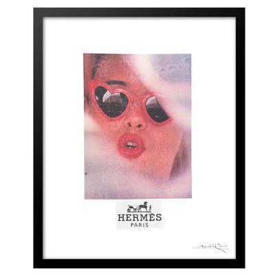 Hermes Lolita Heart Sunglasses - Red / Black - 14x18 Framed Print by Venice Beach Collections Inc in Red White