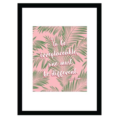 Chanel Irreplaceable Quote - Pink / Green - 14x18 Framed Print by Venice Beach Collections Inc in Pink Green