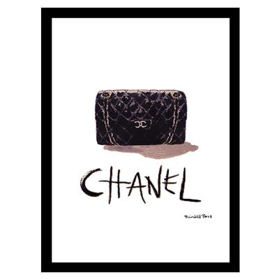 Chanel Classic Bag - Black / White - 14x18 Framed Print by Venice Beach Collections Inc in Black White