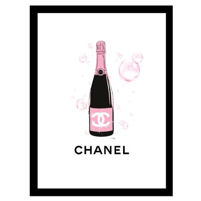 Chanel Pink Champange - Black / Pink - 14x18 Framed Print by Venice Beach Collections Inc in Black Pink