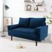 Corrigan Studio® Masterson 57.87" Velvet Square Arm Loveseat Velvet in Blue | 33.07 H x 57.87 W x 31.69 D in | Wayfair