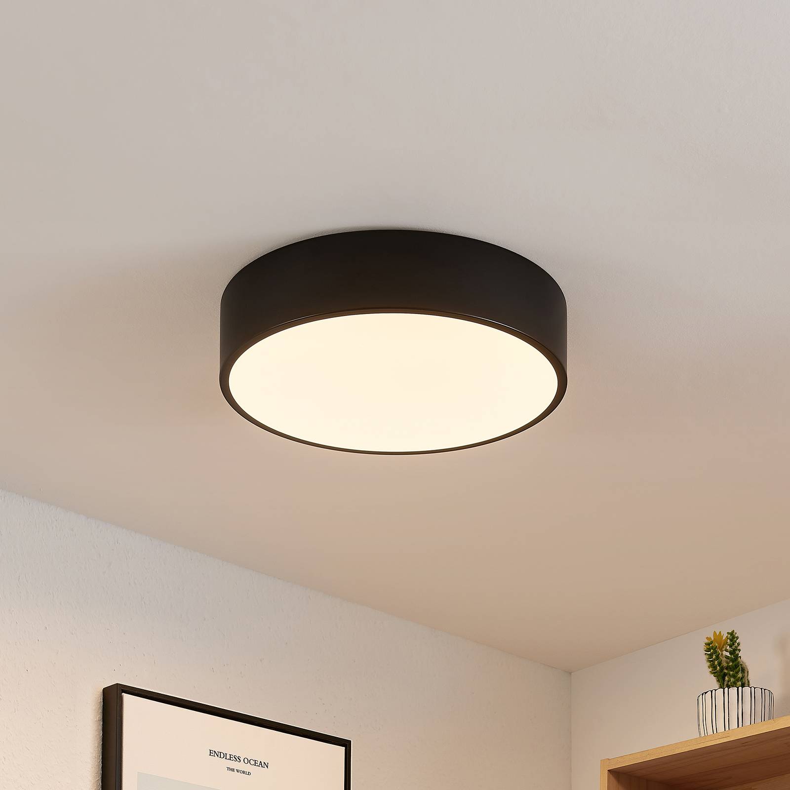 LED Deckenlampe Simera Lindby, dimmbar, schwarz, für Wohn- / Esszimmer, Kunststoff, Modern, LED Deckenleuchte