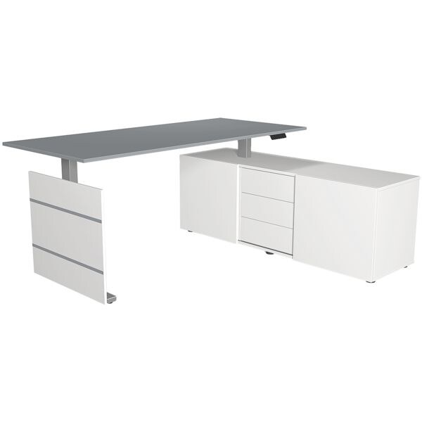 Kerkmann Höhenverstellbarer Kompaktschreibtisch (elektrisch) »Move 3« mit Sideboard grau, 180x120x80 cm