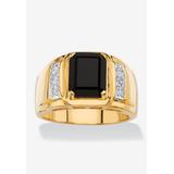 Men's Big & Tall Men's 18K Yellow Gold-plated Genuine Diamond and Black Onyx Ring by PalmBeach Jewelry in Diamond Onyx (Size 8)