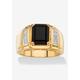 Men's Big & Tall Men's 18K Yellow Gold-plated Genuine Diamond and Black Onyx Ring by PalmBeach Jewelry in Diamond Onyx (Size 8)