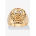 Men's Big & Tall Men's Gold over Sterling Silver Genuine Diamond Accent Lion Ring by PalmBeach Jewelry in Diamond (Size 11)