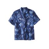 Men's Big & Tall Short-Sleeve Linen Shirt by KingSize in Royal Blue Floral (Size 2XL)