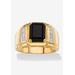 Men's Big & Tall Men's 18K Yellow Gold-plated Genuine Diamond and Black Onyx Ring by PalmBeach Jewelry in Diamond Onyx (Size 13)