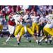 Tom Brady Michigan Wolverines Unsigned White Jersey Looking to Pass Downfield Photograph