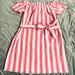 Michael Kors Dresses | Michael Kors Off-The-Shoulder Striped Dress | Color: Pink/White | Size: M