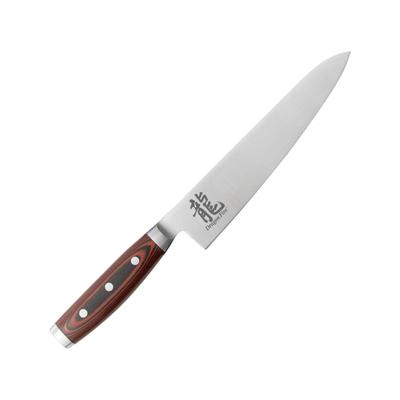 Dragon by Apogee Dragon Fire Chefs Knife Satin Canvas Micarta Handle Kitchen Knives Satin Cts-Bd1 SS Blade SS Bolster Fda Approved Red Resin And Linen