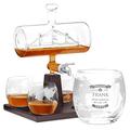 Maverton Personalised Whisky Decanter Brandy Rum Bourbon Whiskey Set - 4 Brandy Whisky Glasses with Engraving - Original 1000 ml Decanter Set with Ship Inside - Real Connoisseur