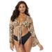 Plus Size Women's Cover Up Crop Top by Swimsuits For All in Cheetah (Size 6/8)