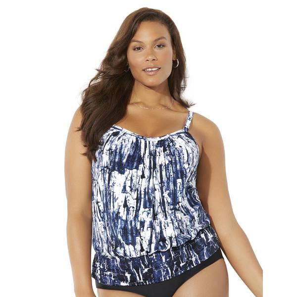 plus-size-womens-lightweight-scoop-neck-blouson-tankini-top-by-swimsuits-for-all-in-navy-bamboo--size-16-/