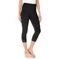 Plus Size Women's Lace-Trim Essential Stretch Capri Legging by Roaman's in Black (Size 14/16)