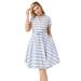 Plus Size Women's Sandy Shirtwaist Dress by ellos in White French Blue Stripe (Size 4X)