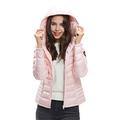 Extreme Pop Womens Pure Goose Down Hooded Jacket for Winter in Black and Pink (XL, Purple Pink)